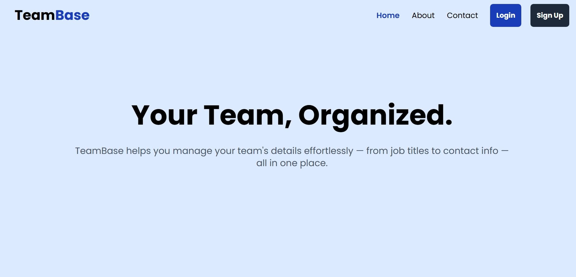 TeamBase project screenshot